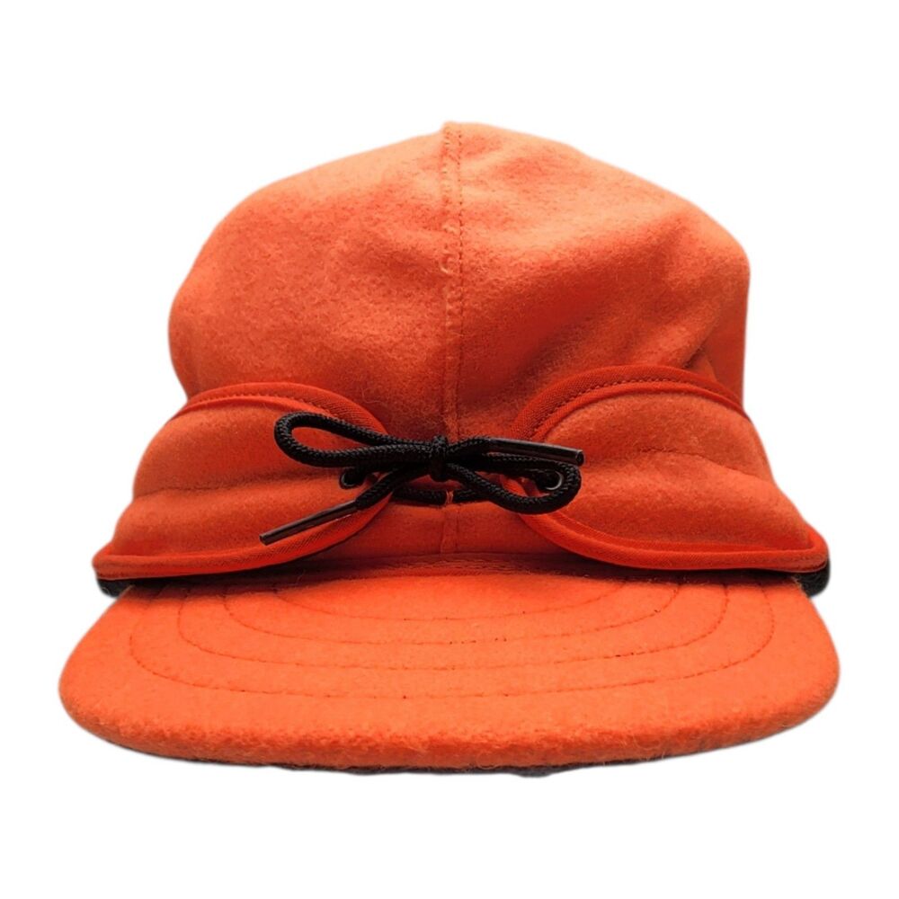 Stormy Kromer Orange Cotton Cap Hat Size 7.5 USA Made Hunting Blaze Winter